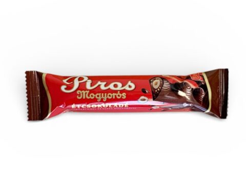 piros mogyorós étcsokoládé